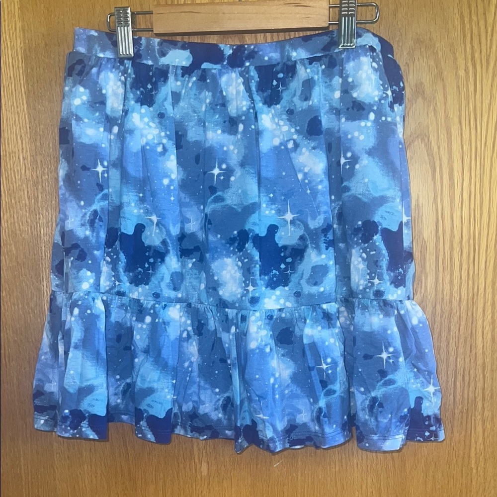 Lands End NEW Girls Blue Galaxy Celestial Star Print Ruffle Skort Pockets XL